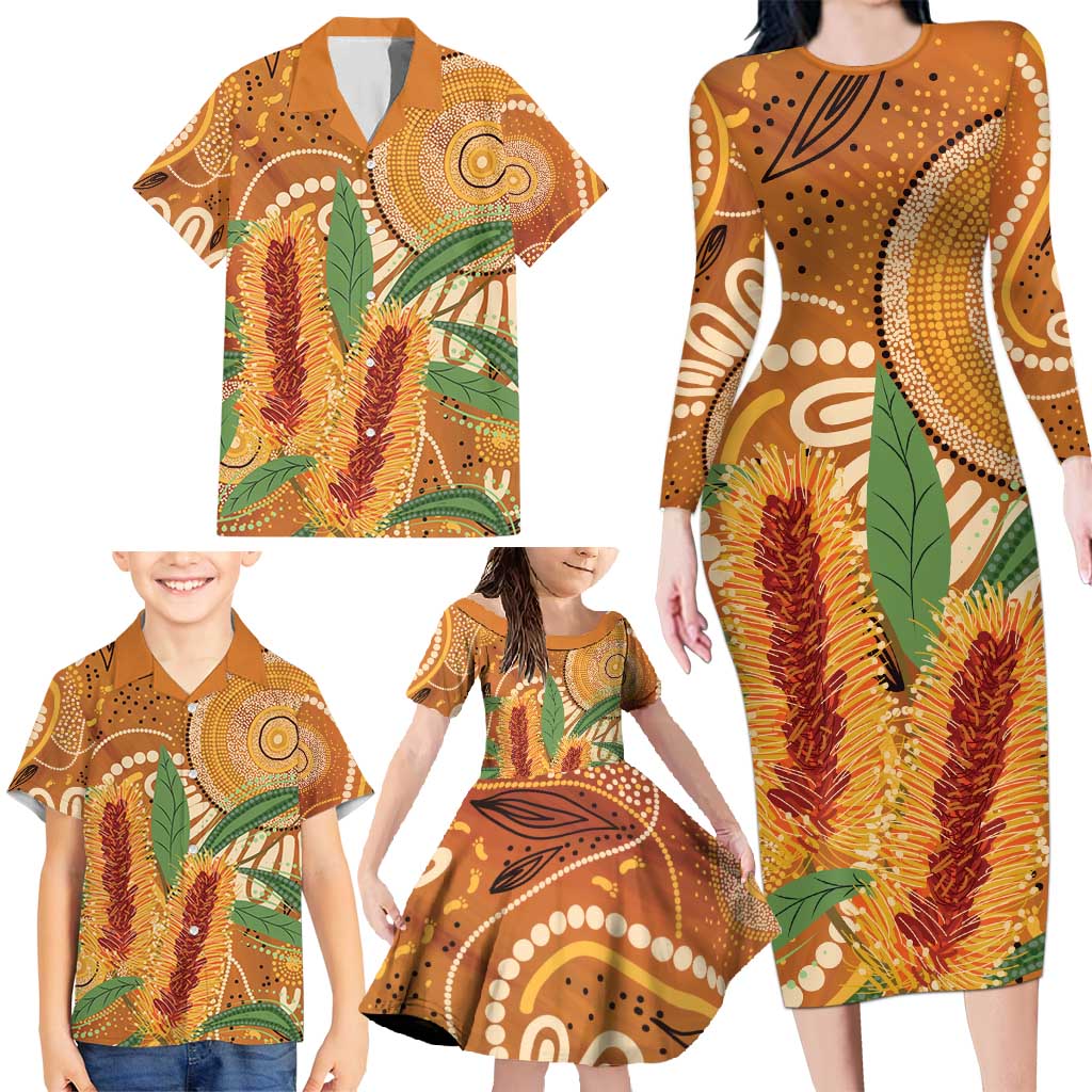 Australia Bottlebrush Family Matching Long Sleeve Bodycon Dress and Hawaiian Shirt Callistemon Aussie Native Flowers Indigenous Art - Aussie Hoodie