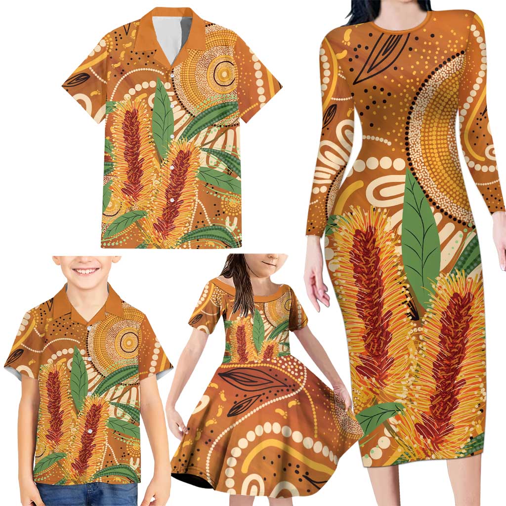 Australia Bottlebrush Family Matching Long Sleeve Bodycon Dress and Hawaiian Shirt Callistemon Aussie Native Flowers Indigenous Art - Aussie Hoodie