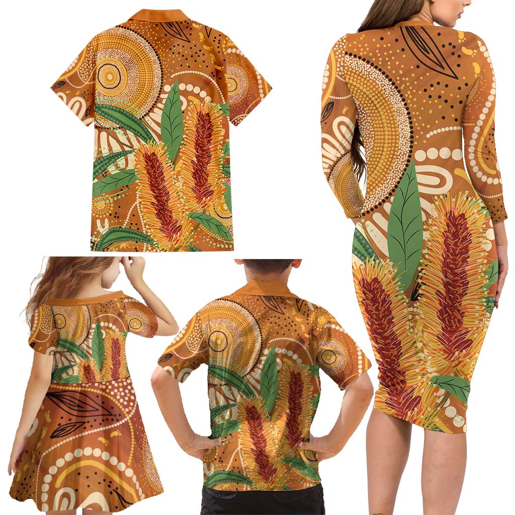 Australia Bottlebrush Family Matching Long Sleeve Bodycon Dress and Hawaiian Shirt Callistemon Aussie Native Flowers Indigenous Art - Aussie Hoodie