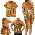 Australia Bottlebrush Family Matching Long Sleeve Bodycon Dress and Hawaiian Shirt Callistemon Aussie Native Flowers Indigenous Art - Aussie Hoodie