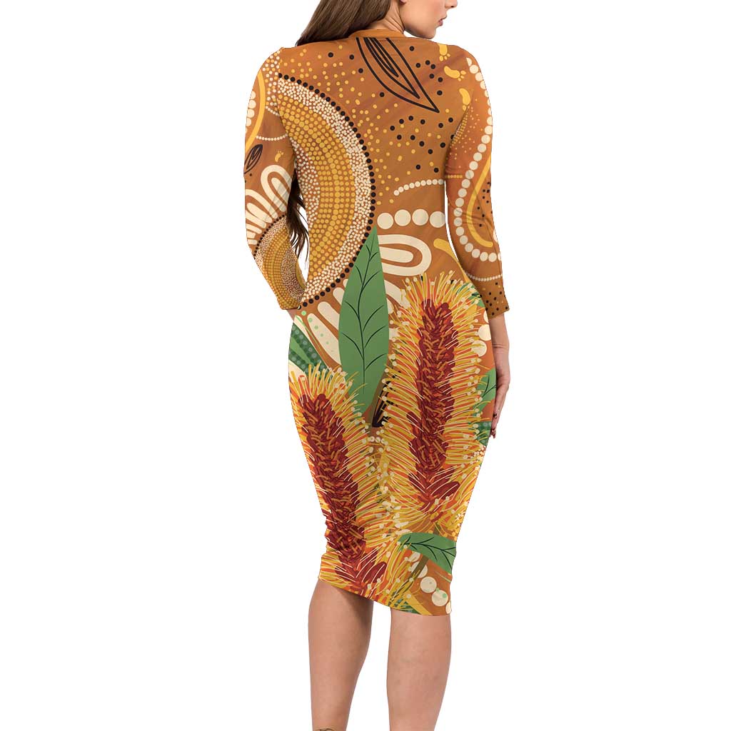 Australia Bottlebrush Family Matching Long Sleeve Bodycon Dress and Hawaiian Shirt Callistemon Aussie Native Flowers Indigenous Art - Aussie Hoodie