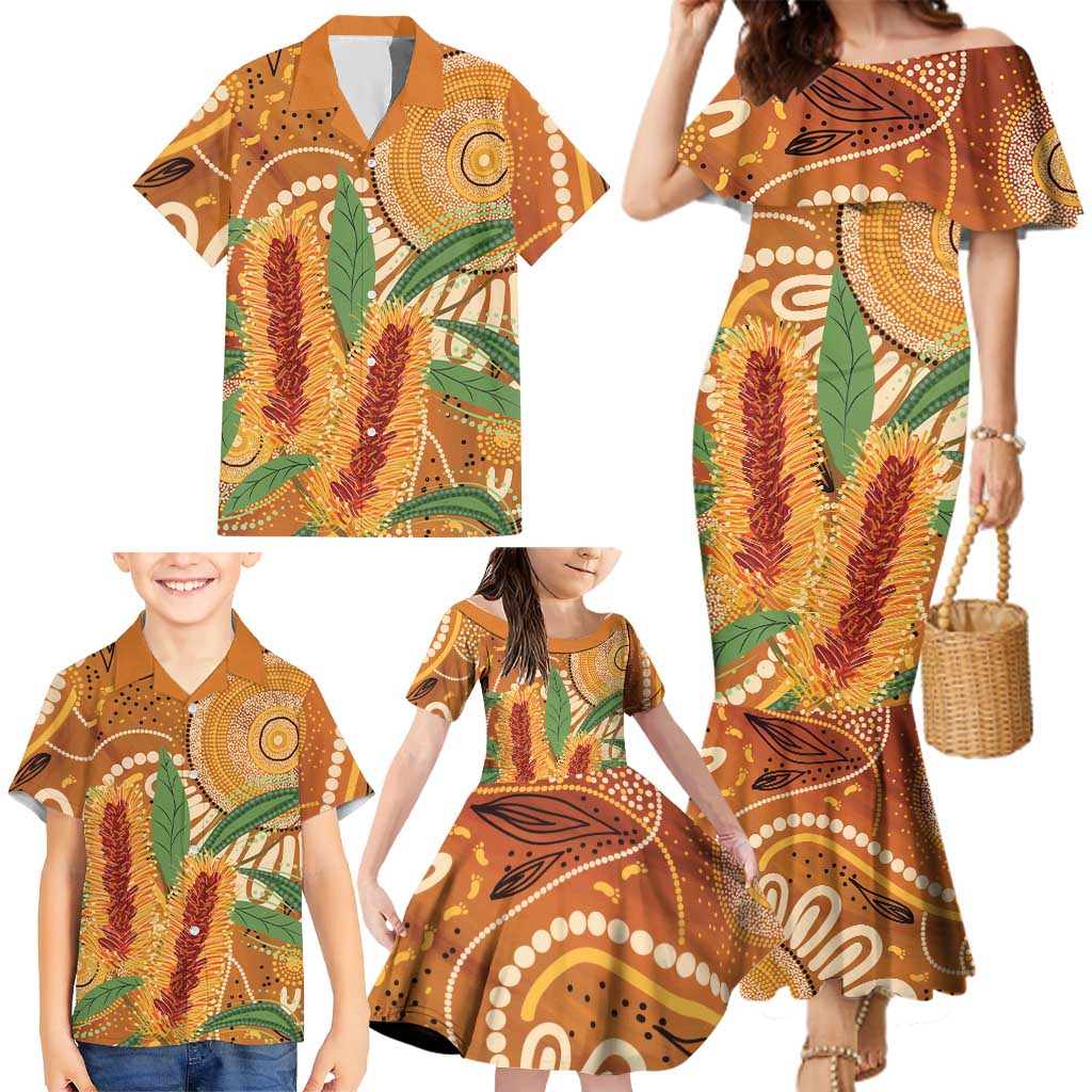 Australia Bottlebrush Family Matching Mermaid Dress and Hawaiian Shirt Callistemon Aussie Native Flowers Indigenous Art - Aussie Hoodie