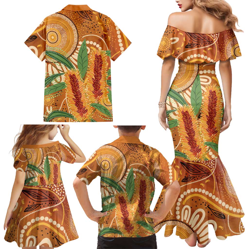 Australia Bottlebrush Family Matching Mermaid Dress and Hawaiian Shirt Callistemon Aussie Native Flowers Indigenous Art - Aussie Hoodie