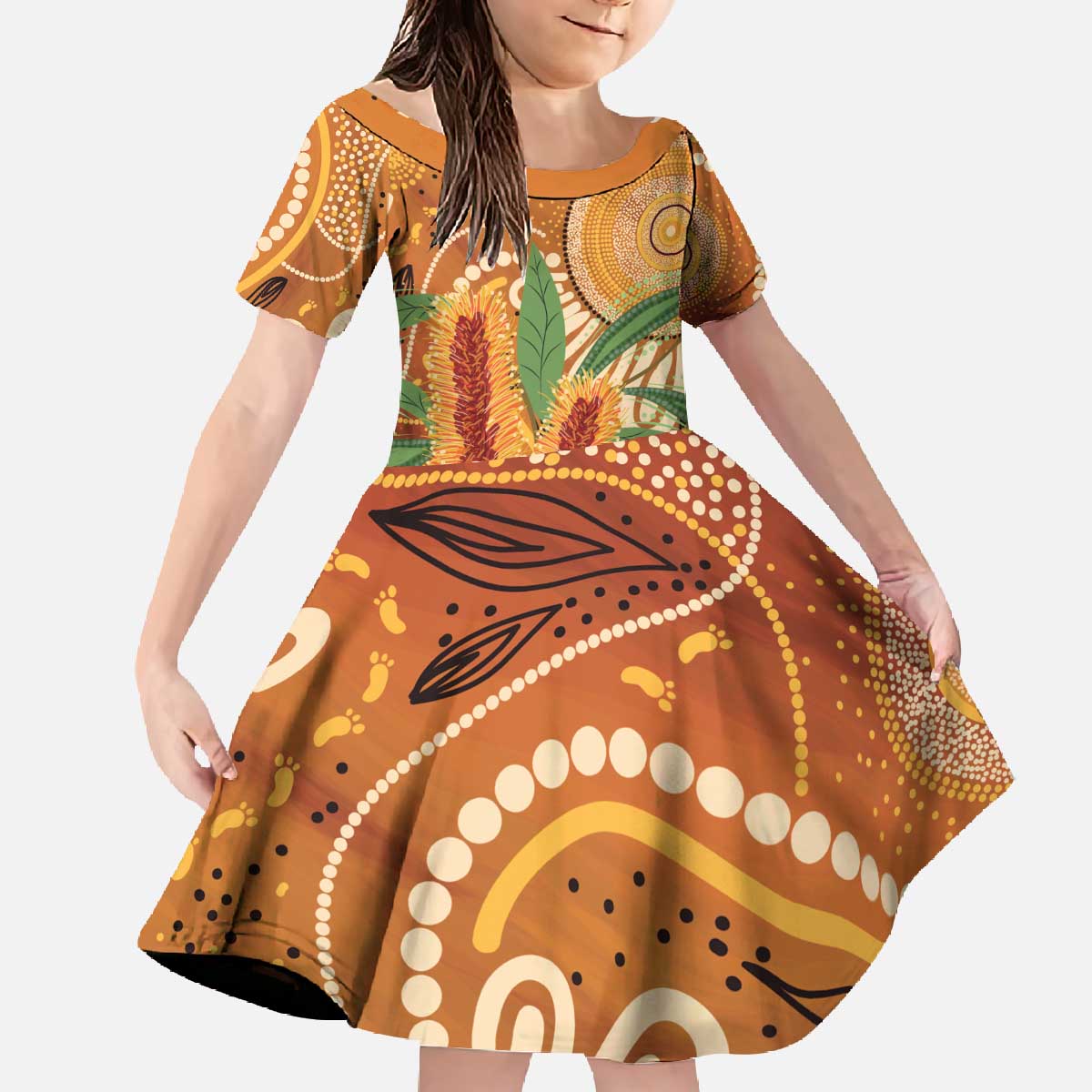 Australia Bottlebrush Family Matching Off The Shoulder Long Sleeve Dress and Hawaiian Shirt Callistemon Aussie Native Flowers Indigenous Art - Aussie Hoodie