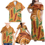Australia Bottlebrush Family Matching Off Shoulder Maxi Dress and Hawaiian Shirt Callistemon Aussie Native Flowers Indigenous Art - Aussie Hoodie