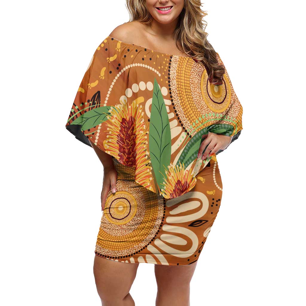 Australia Bottlebrush Family Matching Off Shoulder Short Dress and Hawaiian Shirt Callistemon Aussie Native Flowers Indigenous Art - Aussie Hoodie