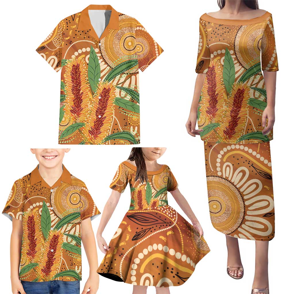 Australia Bottlebrush Family Matching Puletasi and Hawaiian Shirt Callistemon Aussie Native Flowers Indigenous Art - Aussie Hoodie