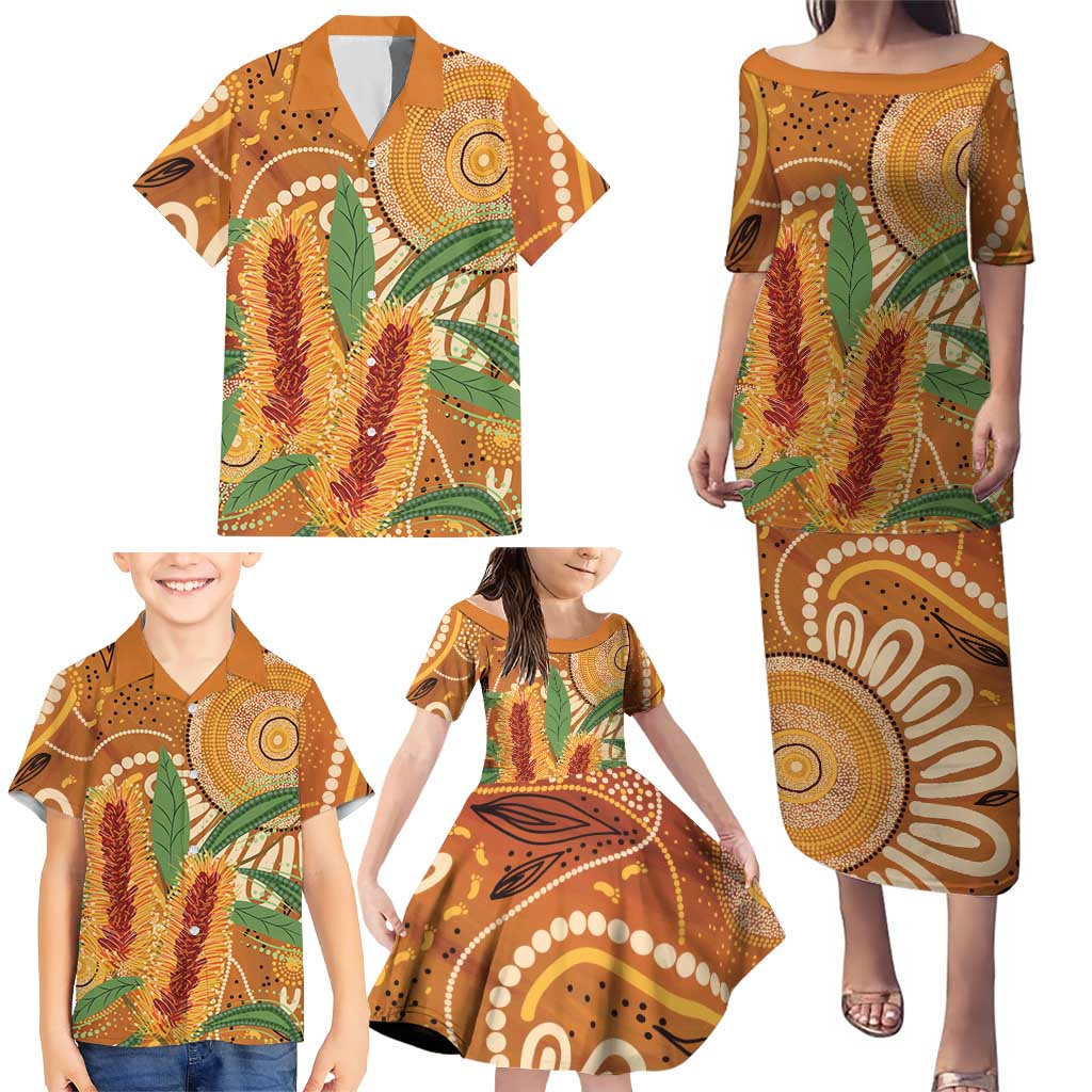 Australia Bottlebrush Family Matching Puletasi and Hawaiian Shirt Callistemon Aussie Native Flowers Indigenous Art - Aussie Hoodie