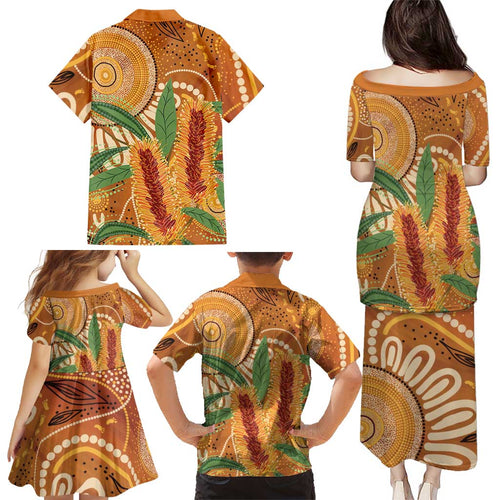 Australia Bottlebrush Family Matching Puletasi and Hawaiian Shirt Callistemon Aussie Native Flowers Indigenous Art - Aussie Hoodie