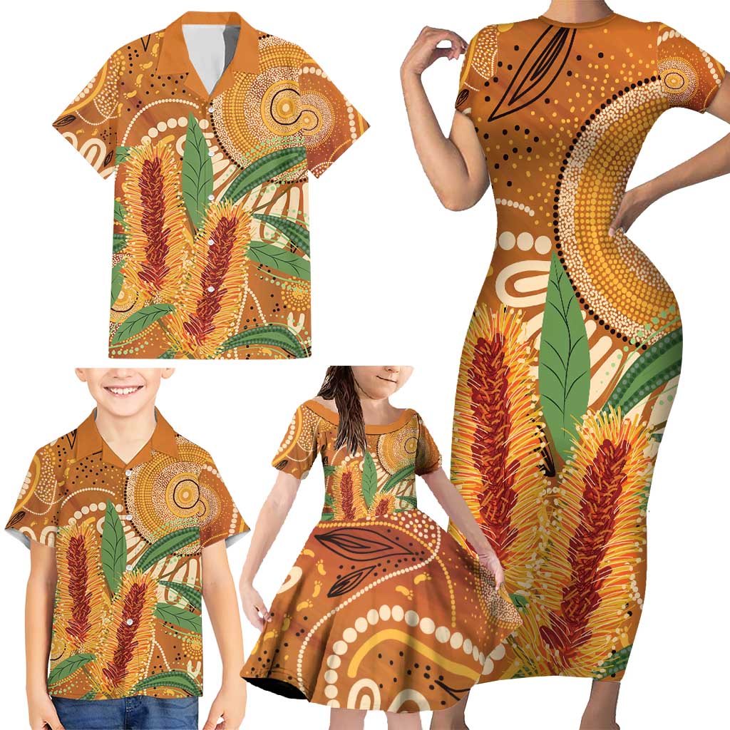Australia Bottlebrush Family Matching Short Sleeve Bodycon Dress and Hawaiian Shirt Callistemon Aussie Native Flowers Indigenous Art - Aussie Hoodie