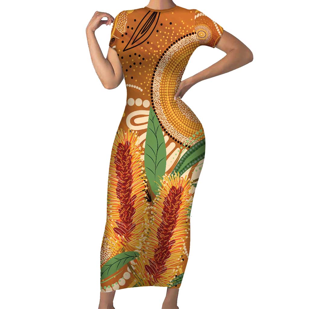 Australia Bottlebrush Family Matching Short Sleeve Bodycon Dress and Hawaiian Shirt Callistemon Aussie Native Flowers Indigenous Art - Aussie Hoodie