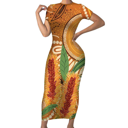 Australia Bottlebrush Family Matching Short Sleeve Bodycon Dress and Hawaiian Shirt Callistemon Aussie Native Flowers Indigenous Art - Aussie Hoodie