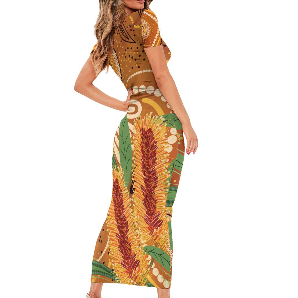 Australia Bottlebrush Family Matching Short Sleeve Bodycon Dress and Hawaiian Shirt Callistemon Aussie Native Flowers Indigenous Art - Aussie Hoodie