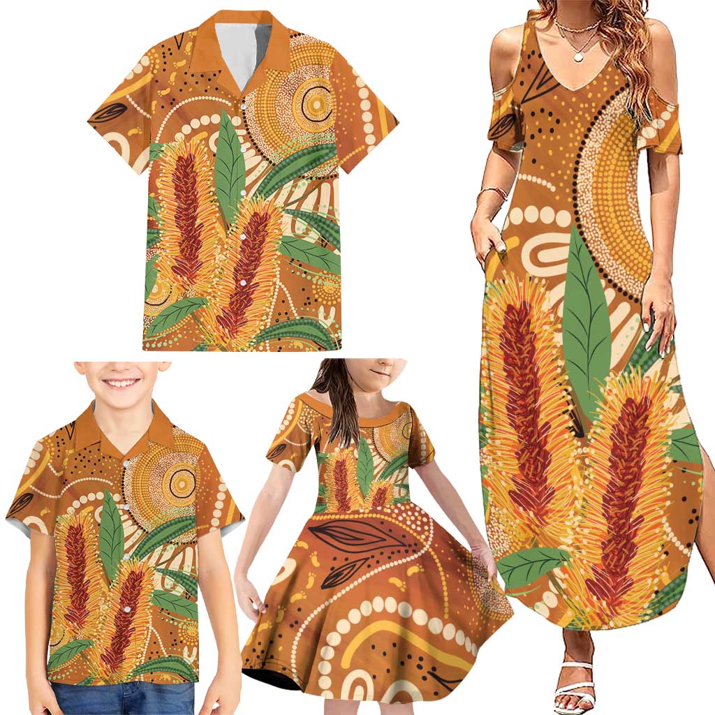 Australia Bottlebrush Family Matching Summer Maxi Dress and Hawaiian Shirt Callistemon Aussie Native Flowers Indigenous Art - Aussie Hoodie