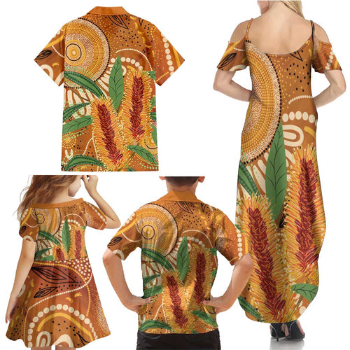 Australia Bottlebrush Family Matching Summer Maxi Dress and Hawaiian Shirt Callistemon Aussie Native Flowers Indigenous Art - Aussie Hoodie