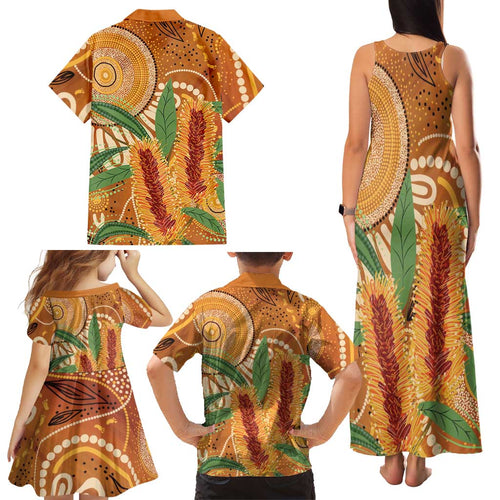 Australia Bottlebrush Family Matching Tank Maxi Dress and Hawaiian Shirt Callistemon Aussie Native Flowers Indigenous Art - Aussie Hoodie