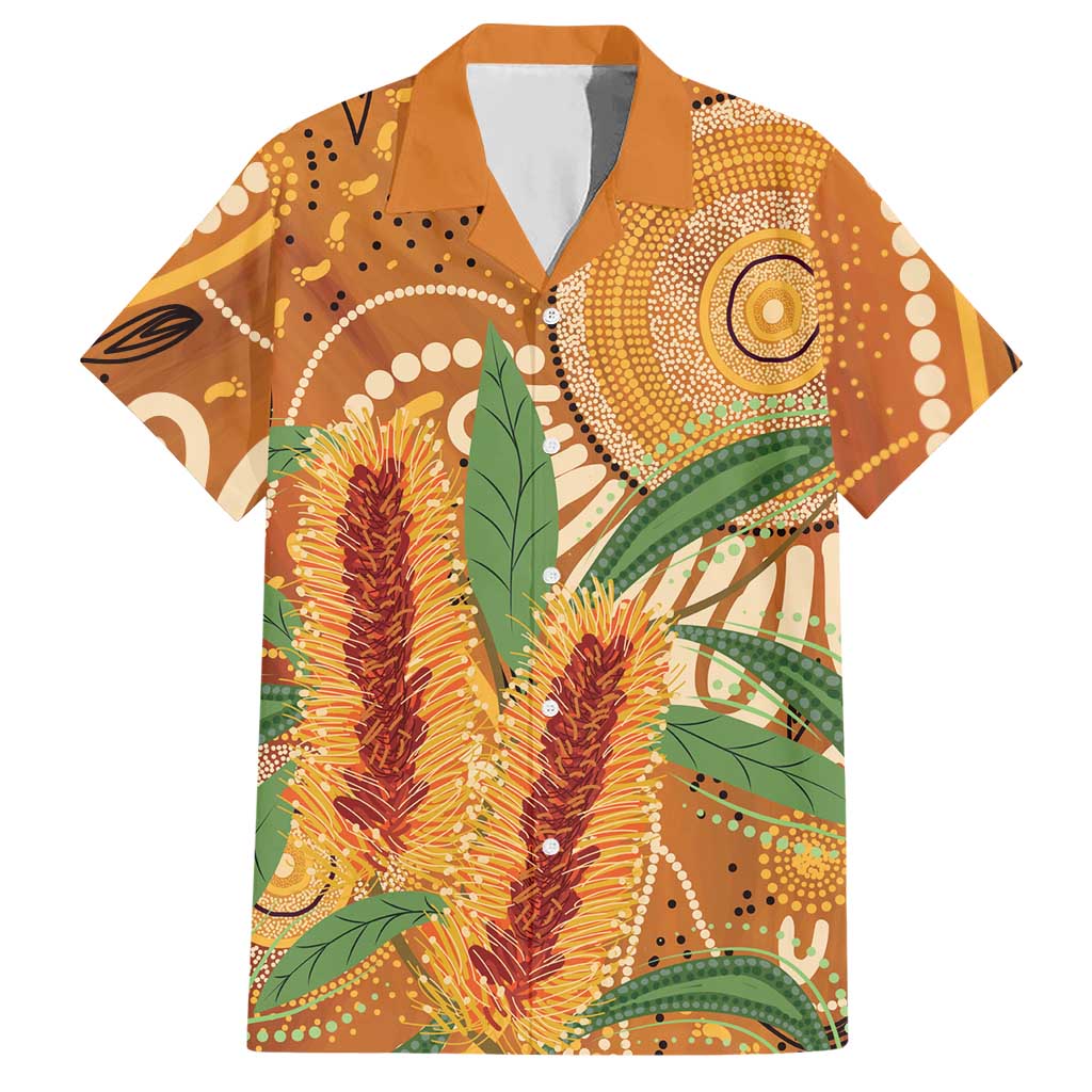 Australia Bottlebrush Hawaiian Shirt Callistemon Aussie Native Flowers Indigenous Art - Aussie Hoodie