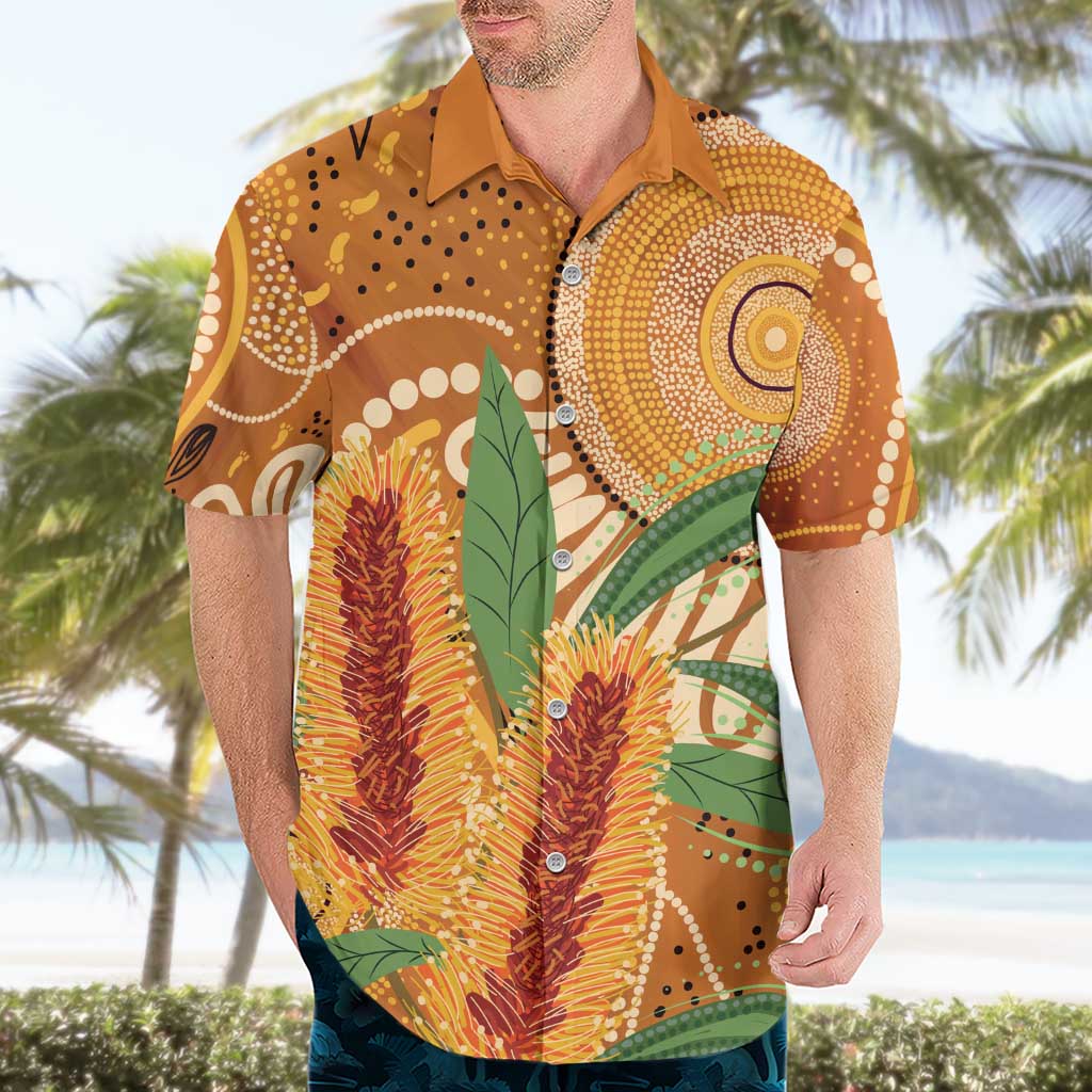 Australia Bottlebrush Hawaiian Shirt Callistemon Aussie Native Flowers Indigenous Art - Aussie Hoodie