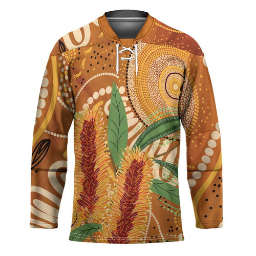 Australia Bottlebrush Hockey Jersey Callistemon Aussie Native Flowers Indigenous Art - Aussie Hoodie