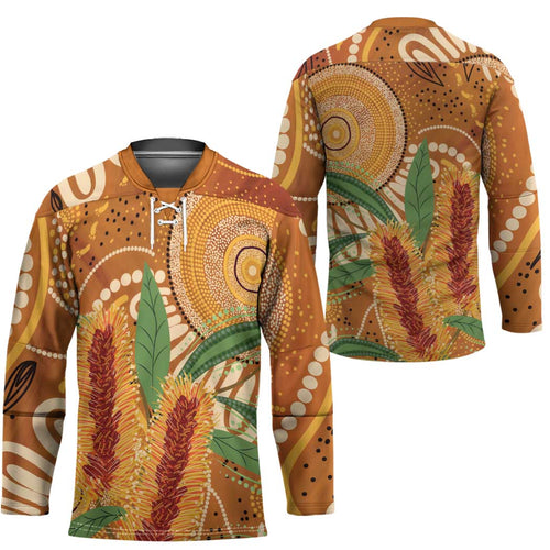 Australia Bottlebrush Hockey Jersey Callistemon Aussie Native Flowers Indigenous Art - Aussie Hoodie