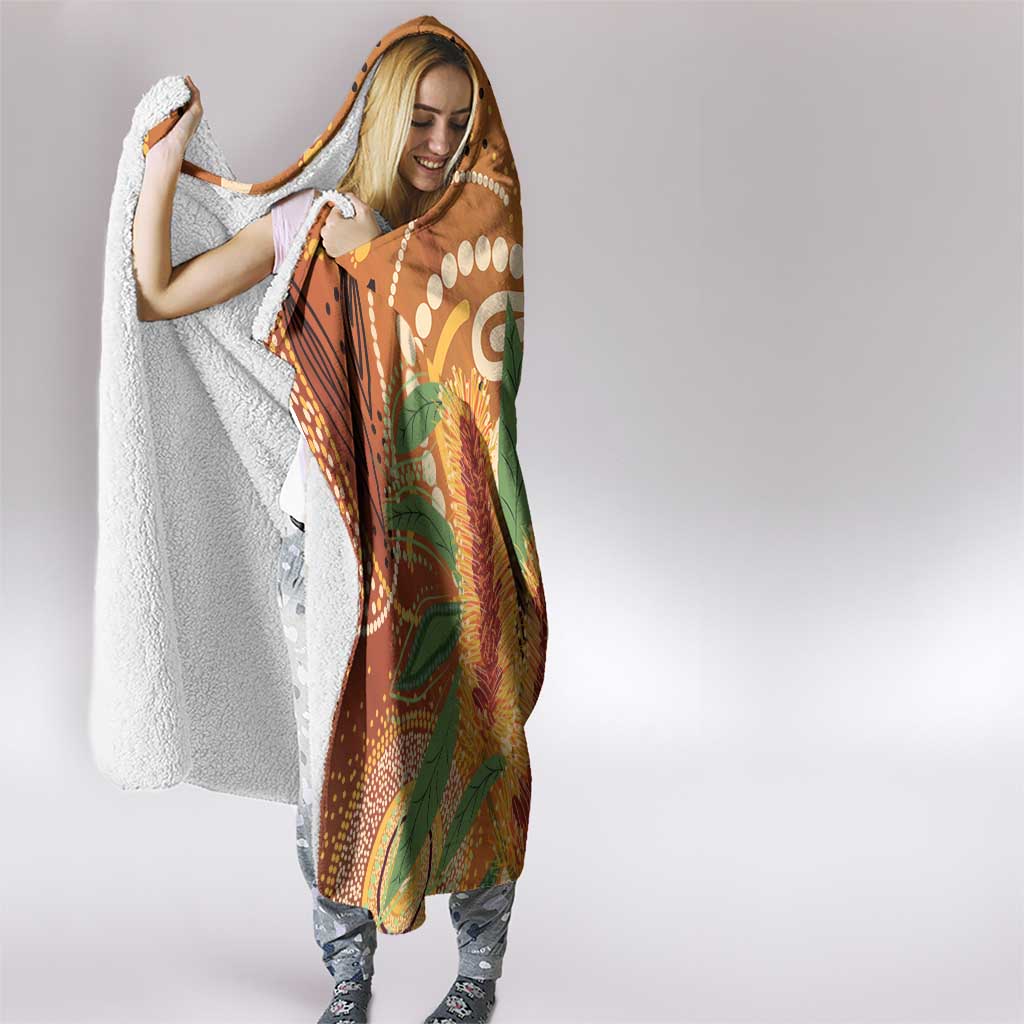 Australia Bottlebrush Hooded Blanket Callistemon Aussie Native Flowers Indigenous Art - Aussie Hoodie