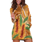 Australia Bottlebrush Hoodie Dress Callistemon Aussie Native Flowers Indigenous Art - Aussie Hoodie