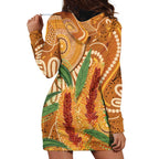 Australia Bottlebrush Hoodie Dress Callistemon Aussie Native Flowers Indigenous Art - Aussie Hoodie