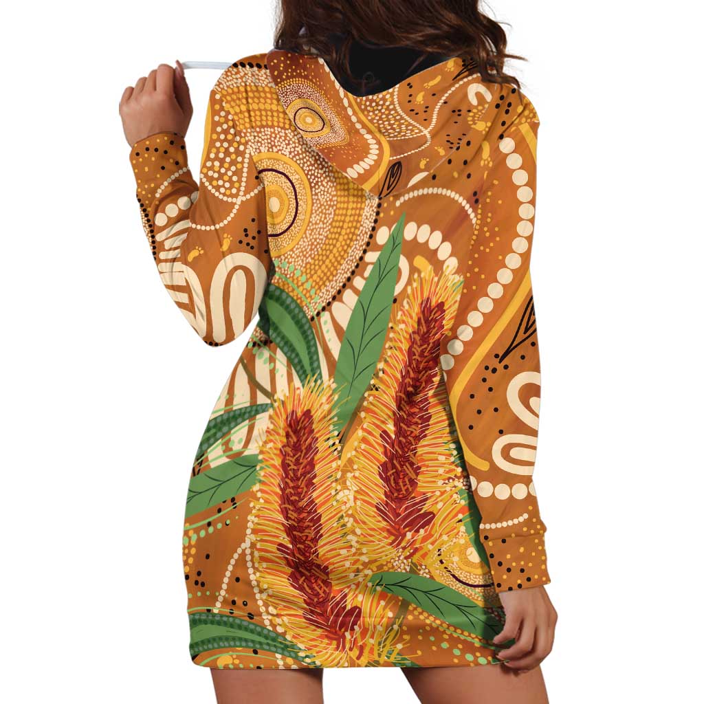 Australia Bottlebrush Hoodie Dress Callistemon Aussie Native Flowers Indigenous Art - Aussie Hoodie