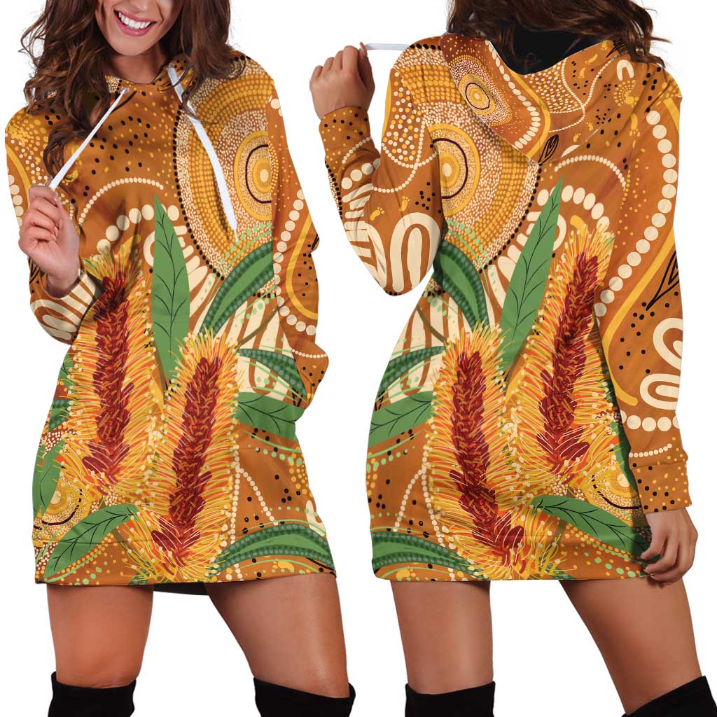 Australia Bottlebrush Hoodie Dress Callistemon Aussie Native Flowers Indigenous Art - Aussie Hoodie