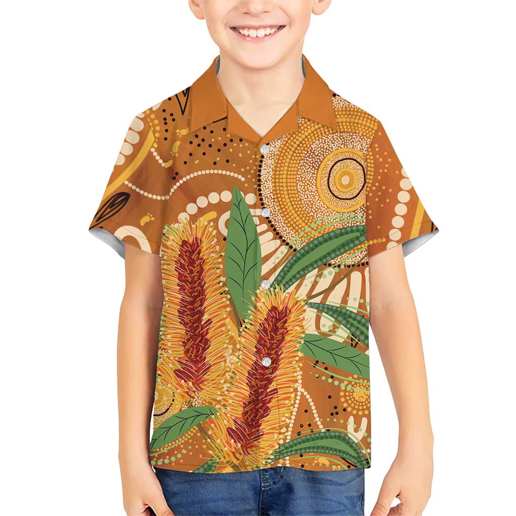 Australia Bottlebrush Kid Hawaiian Shirt Callistemon Aussie Native Flowers Indigenous Art - Aussie Hoodie