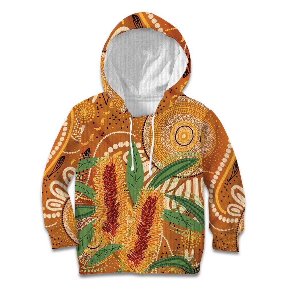 Australia Bottlebrush Kid Hoodie Callistemon Aussie Native Flowers Indigenous Art - Aussie Hoodie