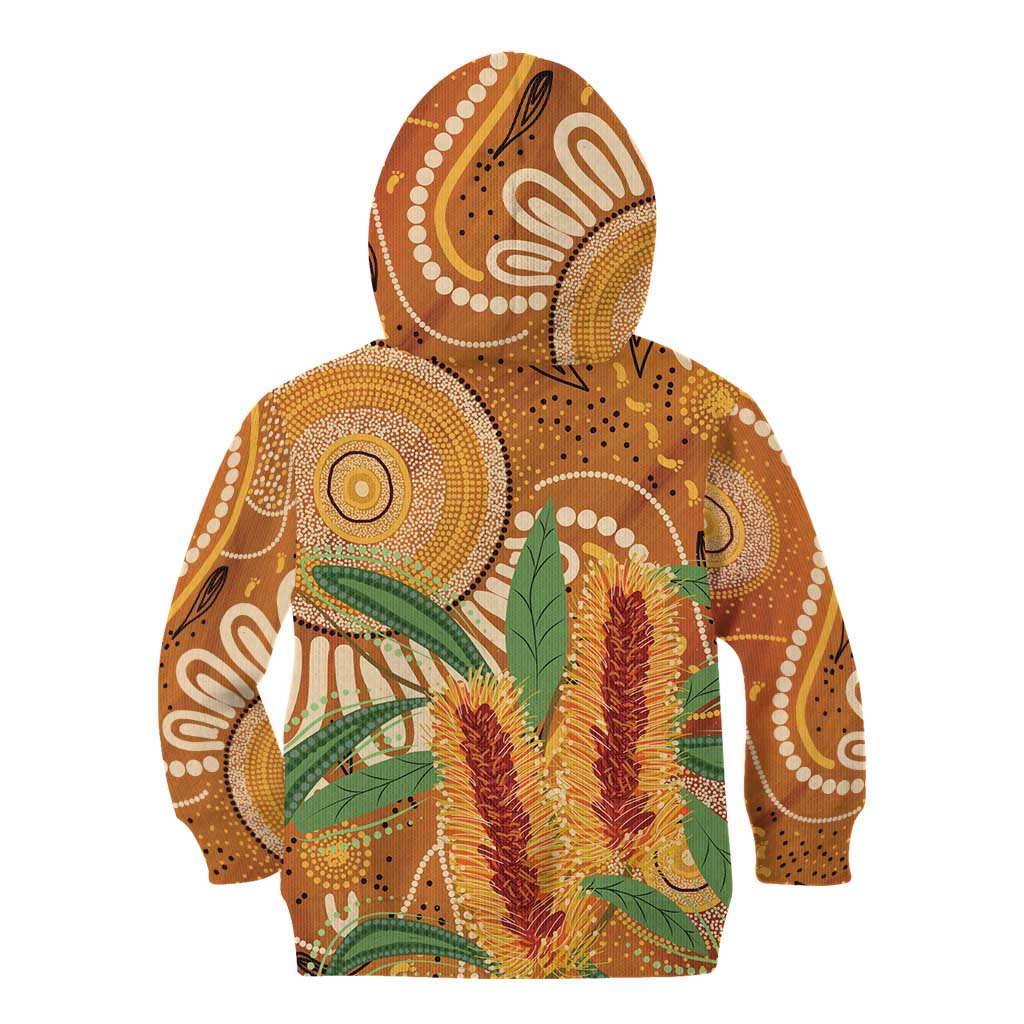 Australia Bottlebrush Kid Hoodie Callistemon Aussie Native Flowers Indigenous Art - Aussie Hoodie