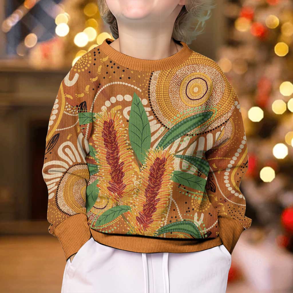 Australia Bottlebrush Kid Ugly Christmas Sweater Callistemon Aussie Native Flowers Indigenous Art - Aussie Hoodie