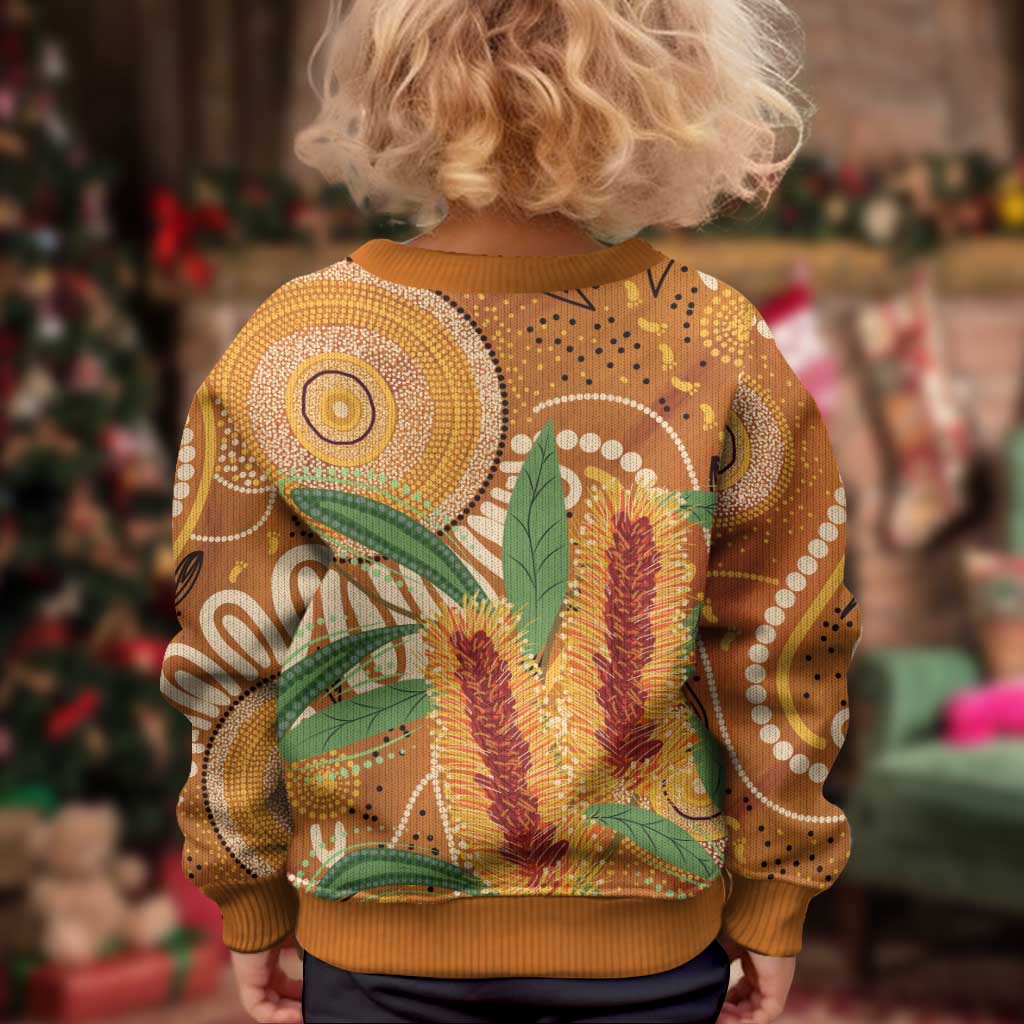 Australia Bottlebrush Kid Ugly Christmas Sweater Callistemon Aussie Native Flowers Indigenous Art - Aussie Hoodie