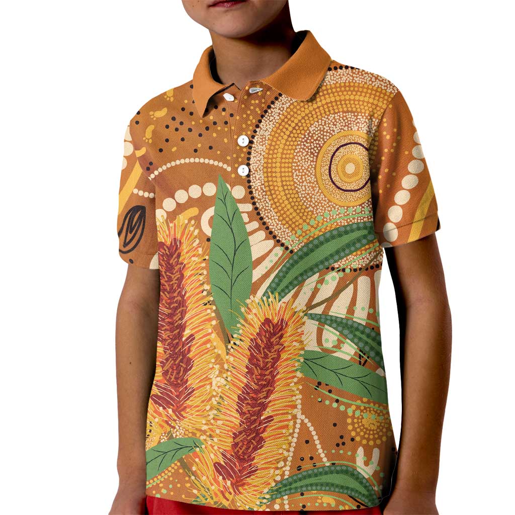 Australia Bottlebrush Kid Polo Shirt Callistemon Aussie Native Flowers Indigenous Art - Aussie Hoodie