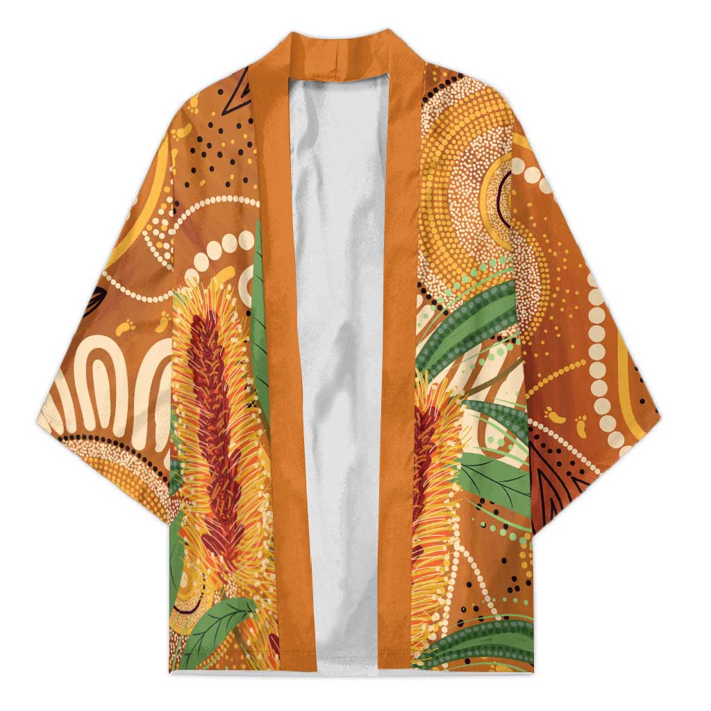 Australia Bottlebrush Kimono Callistemon Aussie Native Flowers Indigenous Art - Aussie Hoodie