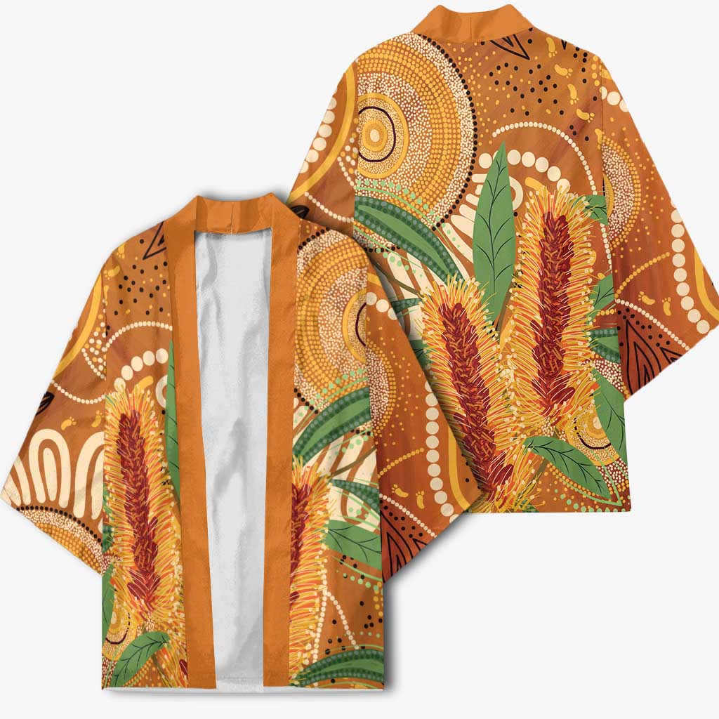 Australia Bottlebrush Kimono Callistemon Aussie Native Flowers Indigenous Art - Aussie Hoodie