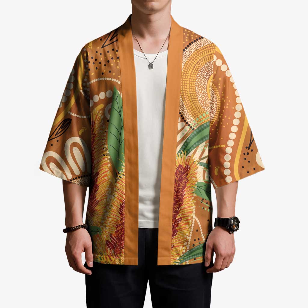 Australia Bottlebrush Kimono Callistemon Aussie Native Flowers Indigenous Art - Aussie Hoodie