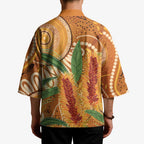 Australia Bottlebrush Kimono Callistemon Aussie Native Flowers Indigenous Art - Aussie Hoodie