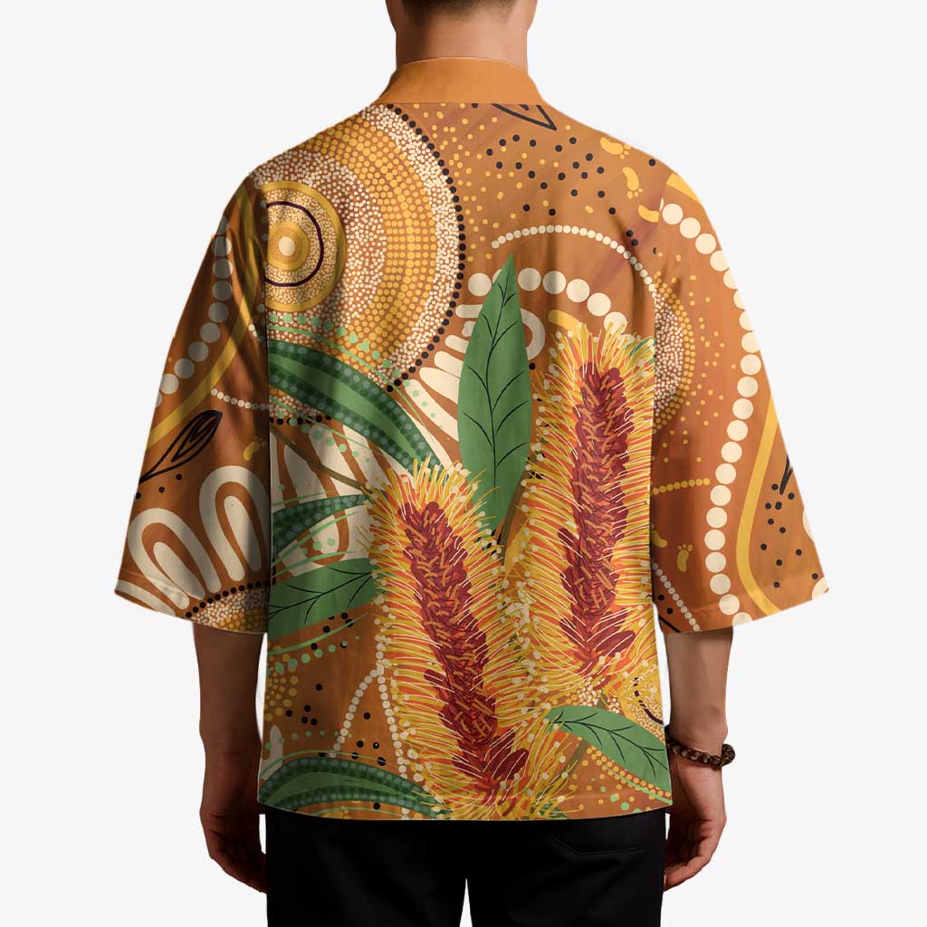 Australia Bottlebrush Kimono Callistemon Aussie Native Flowers Indigenous Art - Aussie Hoodie