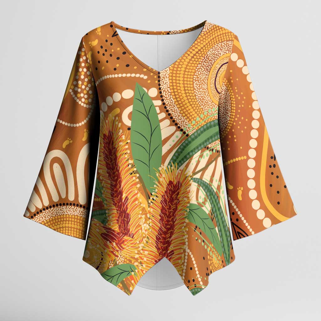 Australia Bottlebrush Kimono Sleeve Blouse Callistemon Aussie Native Flowers Indigenous Art - Aussie Hoodie