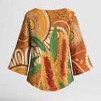 Australia Bottlebrush Kimono Sleeve Blouse Callistemon Aussie Native Flowers Indigenous Art - Aussie Hoodie