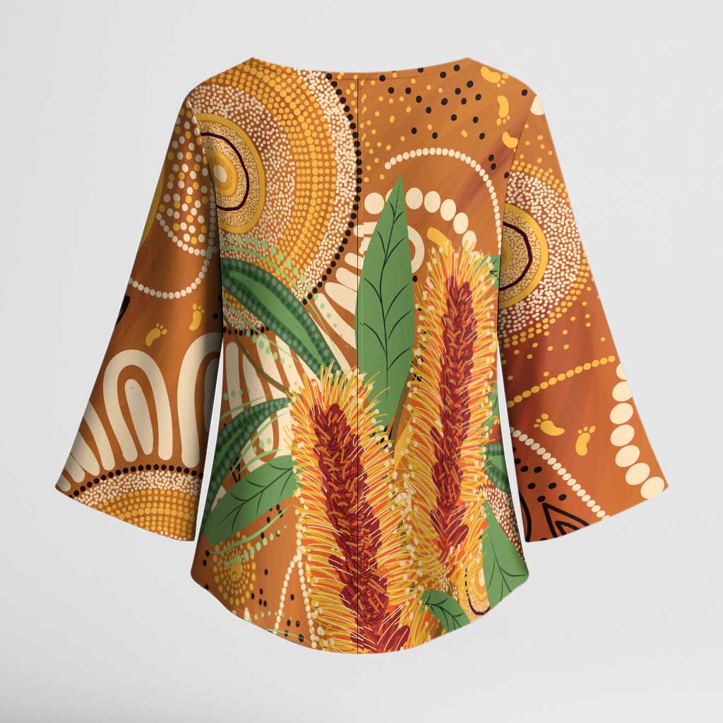 Australia Bottlebrush Kimono Sleeve Blouse Callistemon Aussie Native Flowers Indigenous Art - Aussie Hoodie