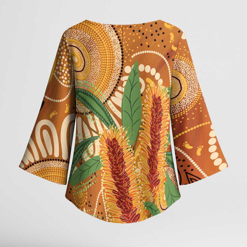 Australia Bottlebrush Kimono Sleeve Blouse Callistemon Aussie Native Flowers Indigenous Art - Aussie Hoodie