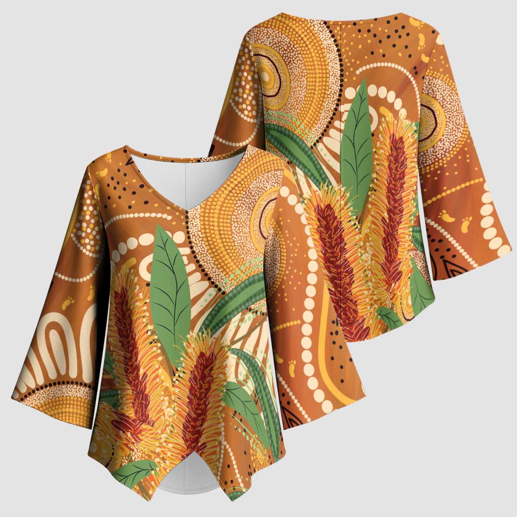 Australia Bottlebrush Kimono Sleeve Blouse Callistemon Aussie Native Flowers Indigenous Art - Aussie Hoodie