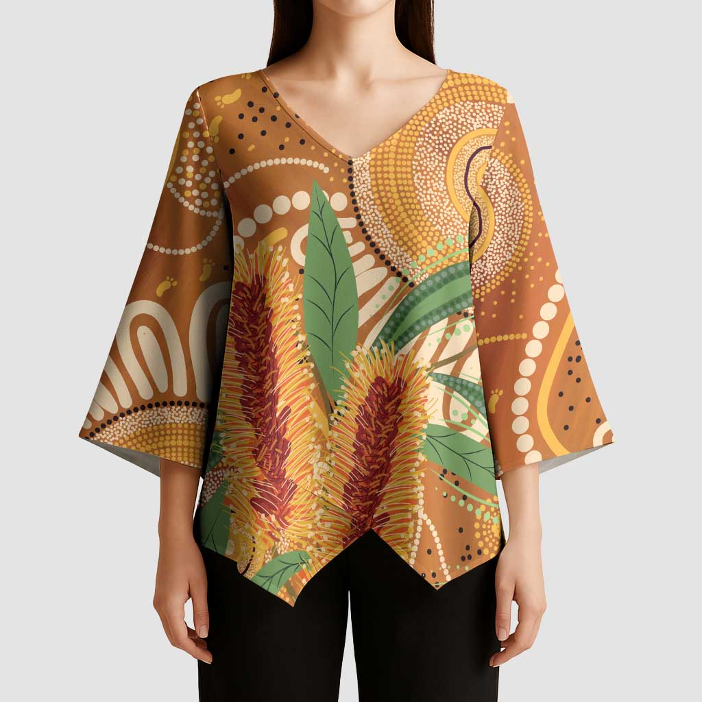 Australia Bottlebrush Kimono Sleeve Blouse Callistemon Aussie Native Flowers Indigenous Art - Aussie Hoodie