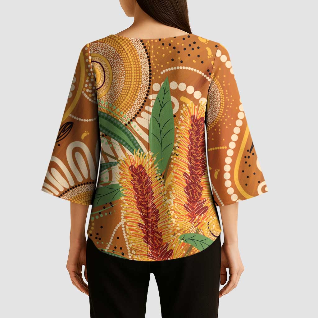 Australia Bottlebrush Kimono Sleeve Blouse Callistemon Aussie Native Flowers Indigenous Art - Aussie Hoodie