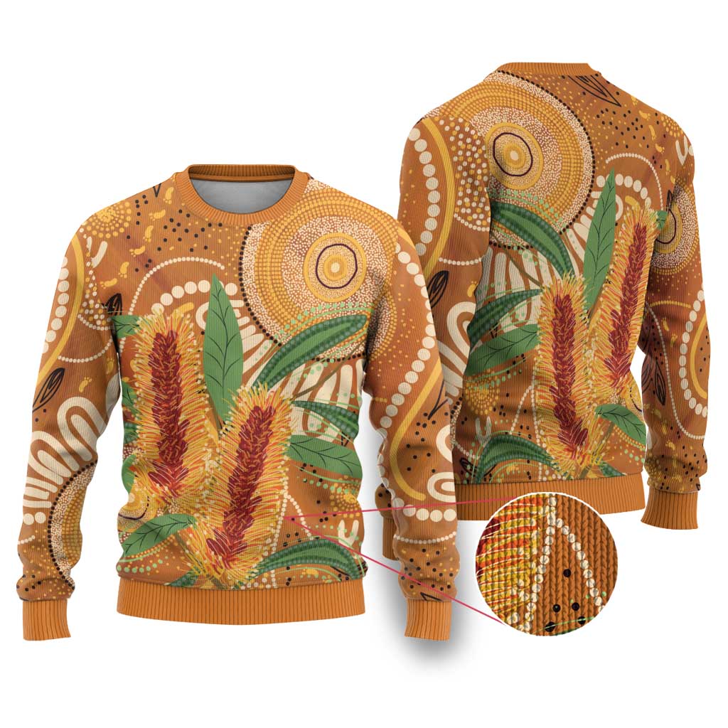 Australia Bottlebrush Ugly Christmas Sweater Callistemon Aussie Native Flowers Indigenous Art - Aussie Hoodie