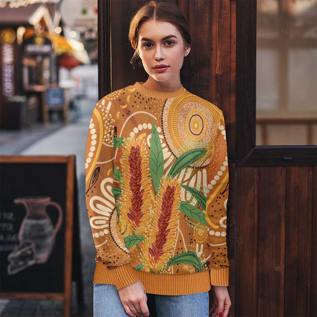 Australia Bottlebrush Ugly Christmas Sweater Callistemon Aussie Native Flowers Indigenous Art - Aussie Hoodie