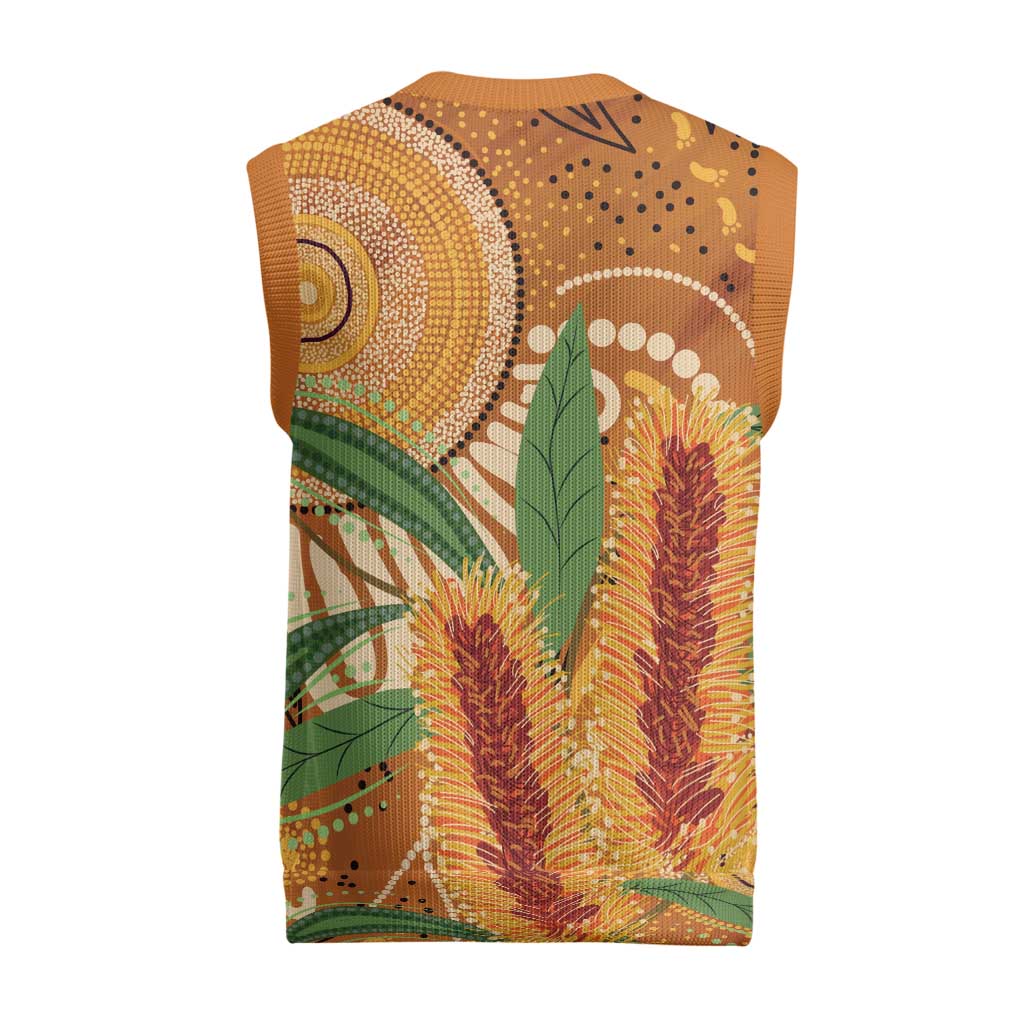 Australia Bottlebrush Christmas Knitted V-Neck Vest Callistemon Aussie Native Flowers Indigenous Art - Aussie Hoodie